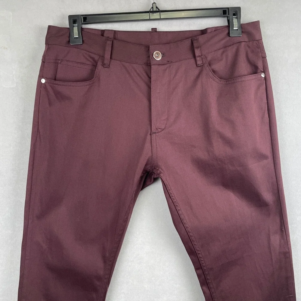 Zara Man Basic Collection Burgundy Slim Five Pocket Pants Mens USA 34 Euro Sleek